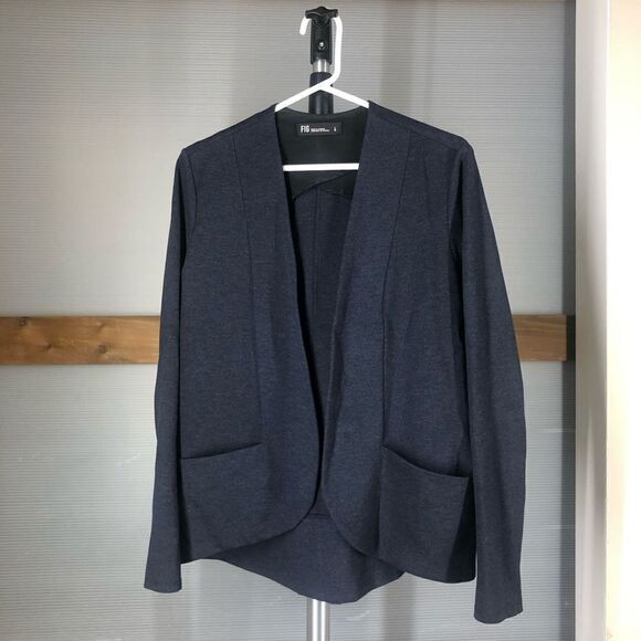 Fig CLOTHING Pif Purple-Blue‎ Open Blazer Work Office Travel Sz L - Picture 2 of 8
